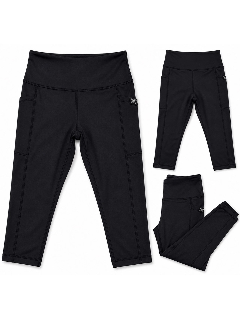 CVG Black Athletic Capri Leggings Small High Rise Side Pockets Squat Approved